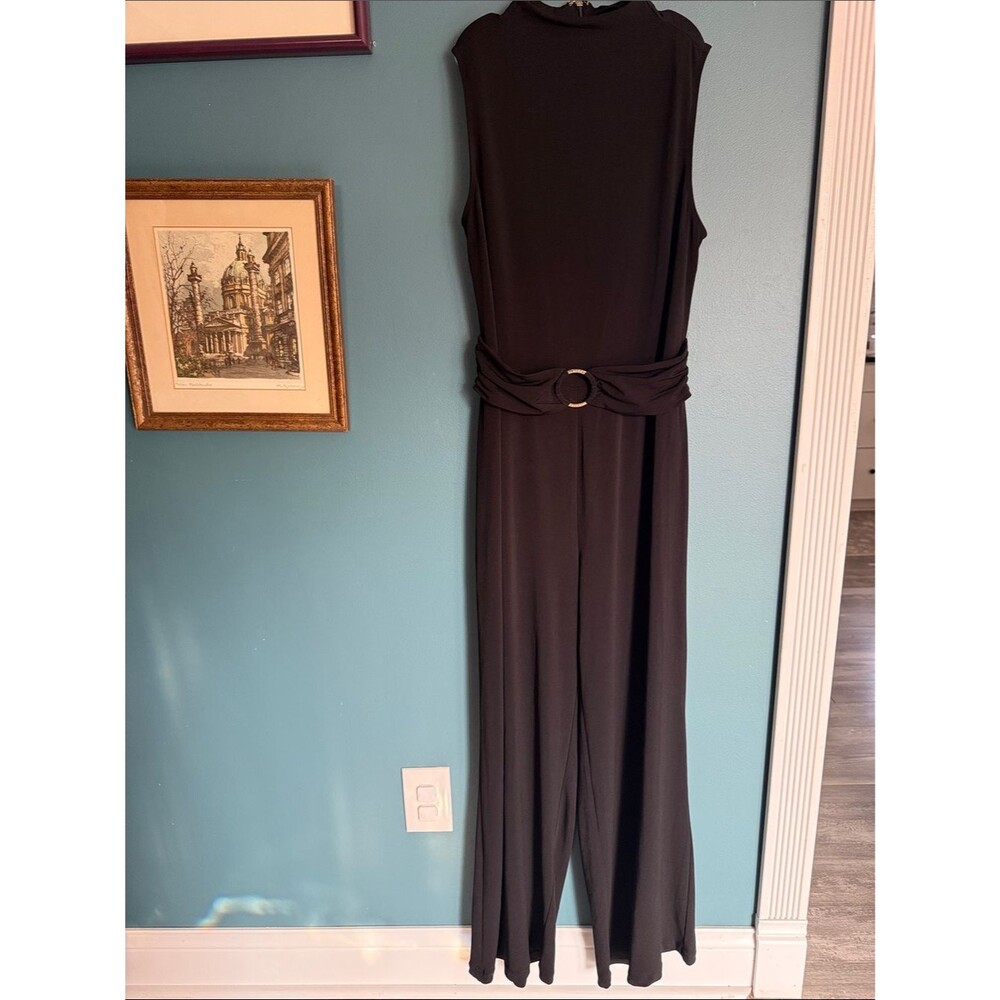 Michael Kors Sleeveless Black Wide-Leg Jumpsuit with Ring Buckle